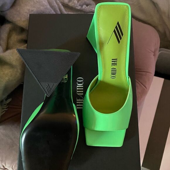 [the attico] BNIB Devon neon green mules #7 - Picture 10 of 13